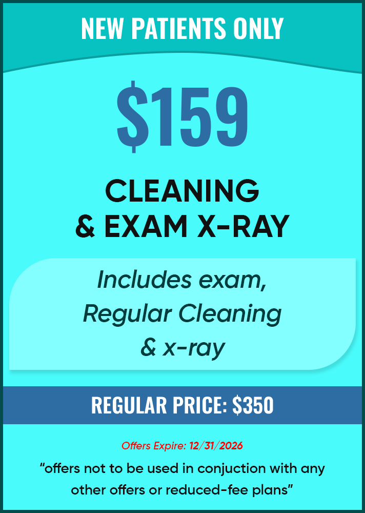 new patients only cleaning and exam Xray $99